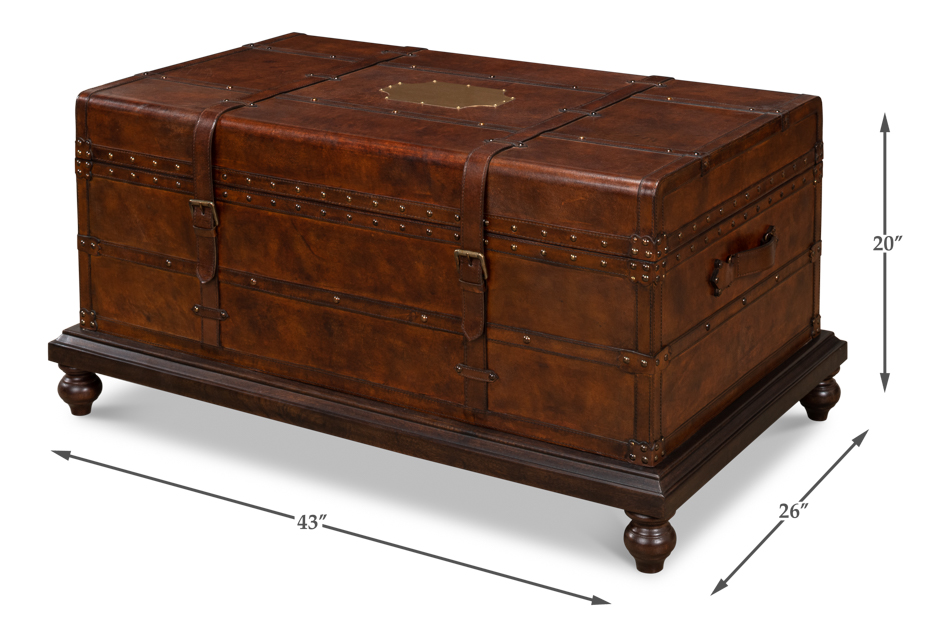 Laramie Trunk Coffee Table, Leather Trunk Coffee Table