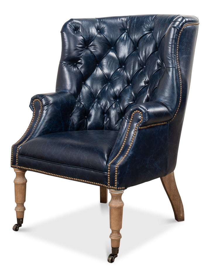 Welsh Blue Leather Chair, Blue Leather Chair