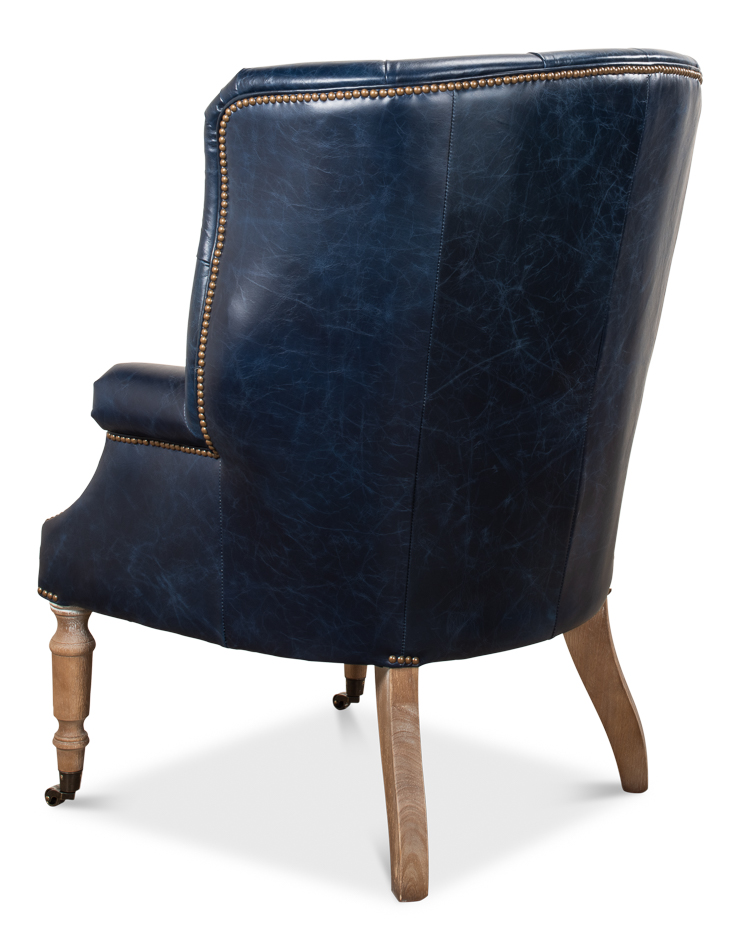 Welsh Blue Leather Chair, Blue Leather Chairs