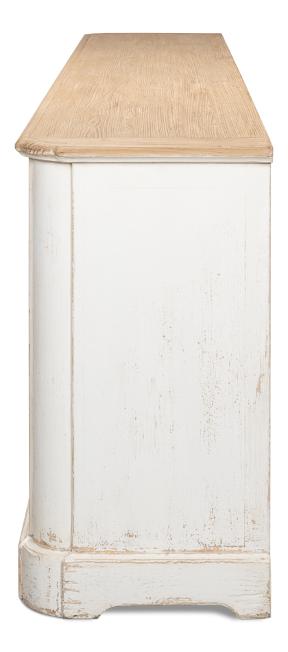 Antique Whitewash Sideboard, 6 Door