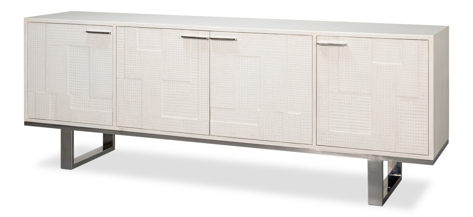 Bronzini Credenza, Embossed White
