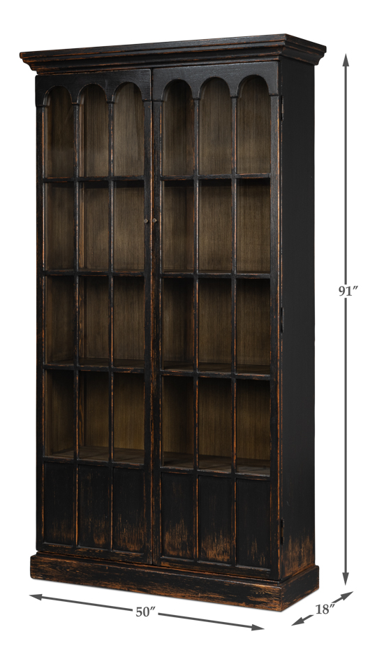 Edgar Allan Glass Bookcase Antique Black