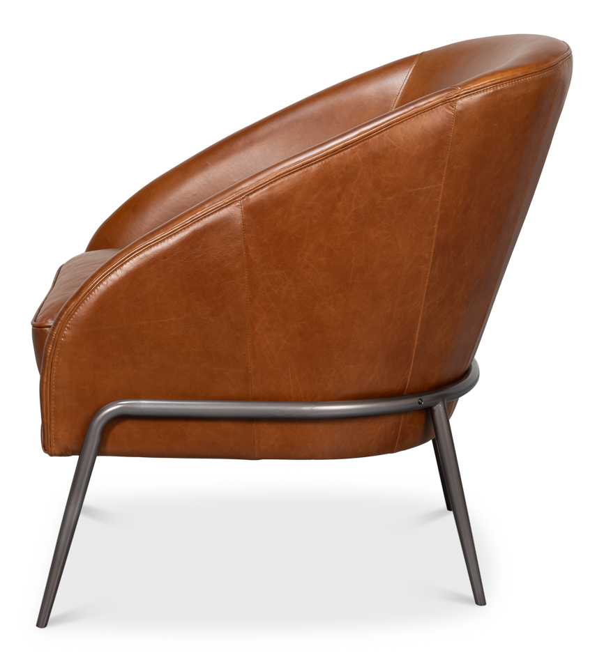 Simmons Leather Chair, Havana Brown