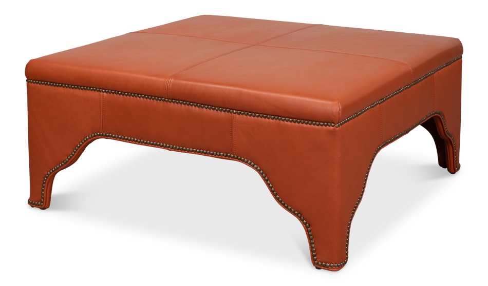 Hermes Leather Stool Streetman Cocktail Ottoman, Hermes Brown