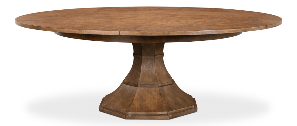 Mayra 120cm dimeter round aged metal dining table (seats 6), gun metal,  Am.Pm
