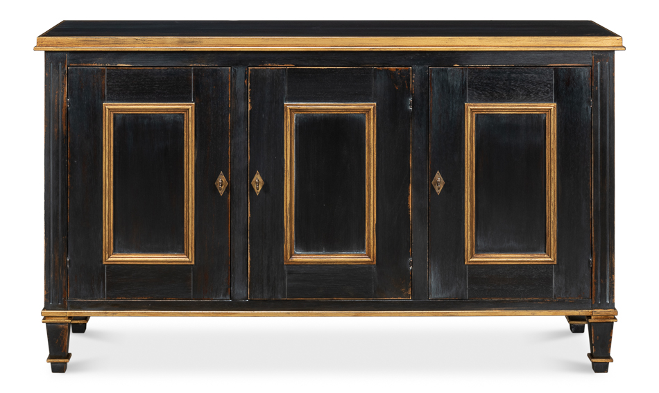 ベルベットラウンジ　特注品　ブラックダイヤモンド Louis Xvi Buffet,Powder Black W/Gold